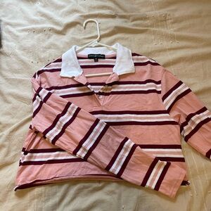 Crop Striped Collared Shirt